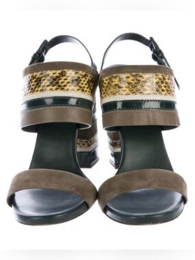 TORY BURCH Edina Heeled Sandal in
Green - Size 8.5